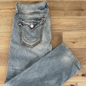 True Religion Men's Jean - World Tour Ricky Big QT with Gold and Brown - 36 x 33